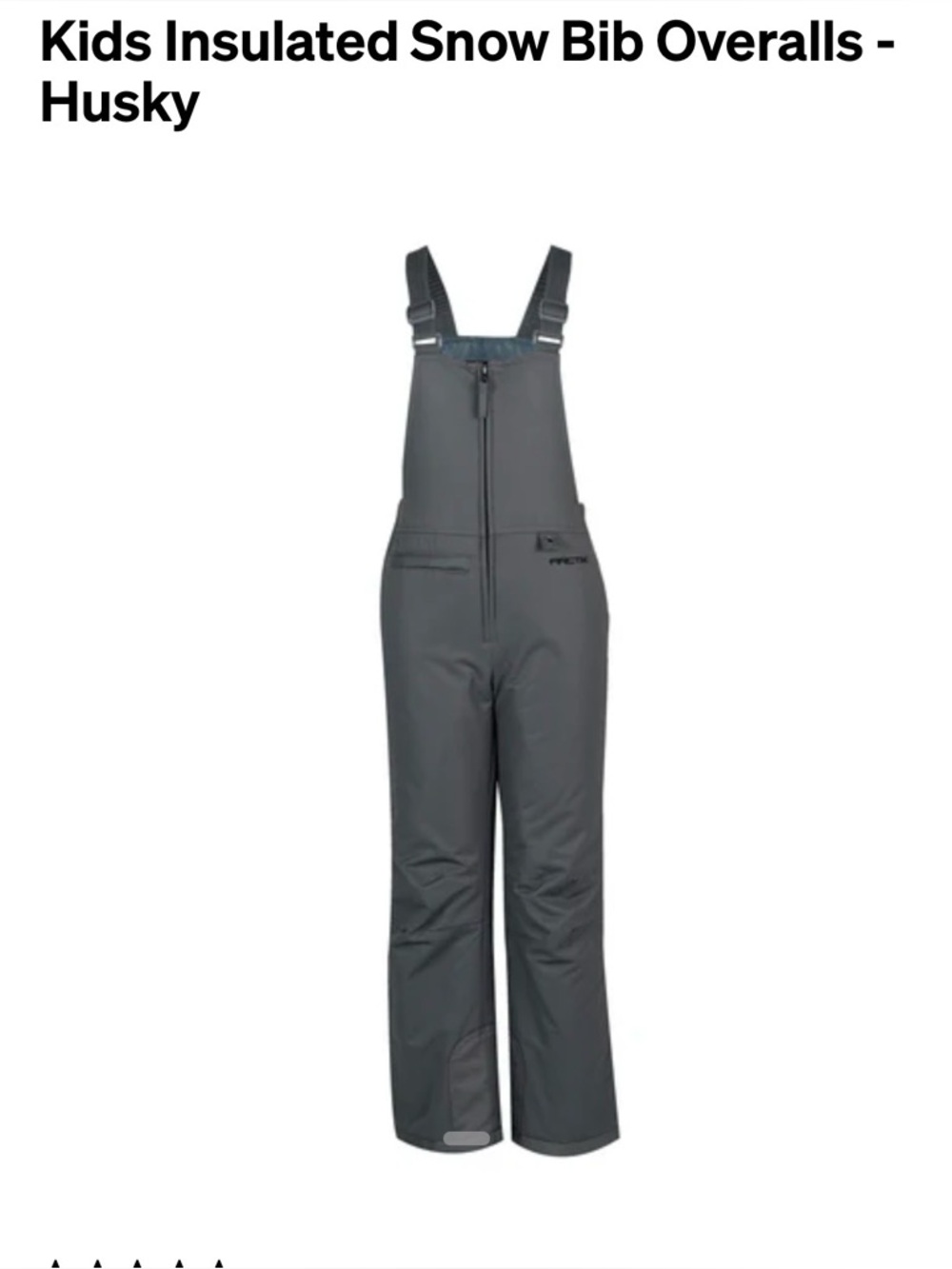 Arctix Gray Kids Insulated Snow Bibs